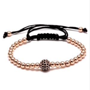 Rose Gold Shamballa Crystal Beaded Rope Bracelet